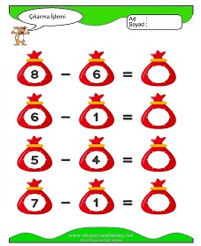 Çıkarma İşlemi Çalışma Sayfaları